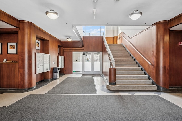 111 Franklin Ave Unit 105, Minneapolis, MN 55404 - lobby featuring wood walls and stairway
