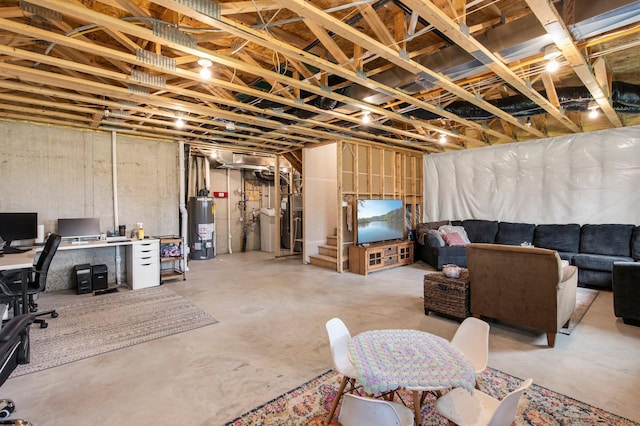 14834 Willemite Way NW, Ramsey, MN 55303 - unfinished below grade area featuring water heater, a desk, and a water softener