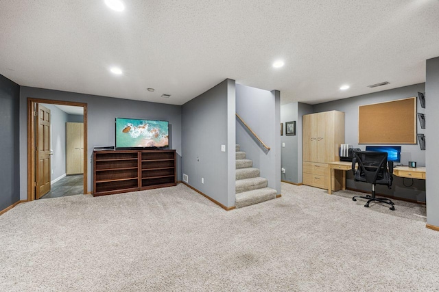 901 14th St N, Sartell, MN 56377 - office area featuring a textured ceiling, recessed lighting, and carpet