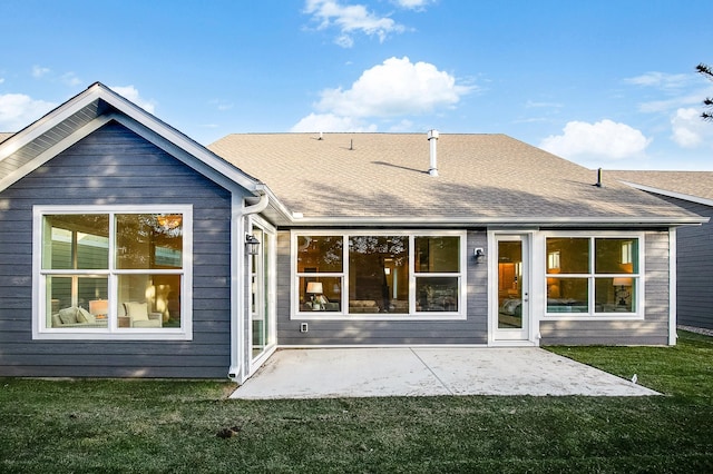 5054 Dale Ridge Rd, Woodbury, MN 55129 - rear view of house with a patio area, a yard, and roof with shingles