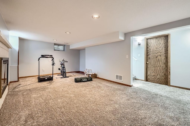 7724 Major Ave N, Brooklyn Park, MN 55443 - workout room featuring carpet, recessed lighting, and baseboards