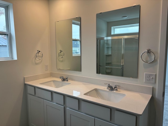 1727 Hauer Trl, Shakopee, MN 55379 - full bath with double vanity and a shower with shower door