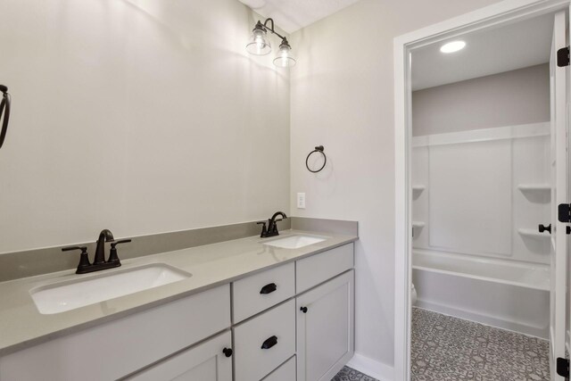 6135 Harkness Ln S, Cottage Grove, MN 55016 - full bathroom featuring double vanity and shower / tub combination