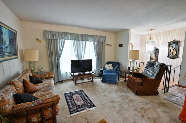 27681 Moser Dr, Jackson Twp, WI 54893 - carpeted living room with a textured ceiling