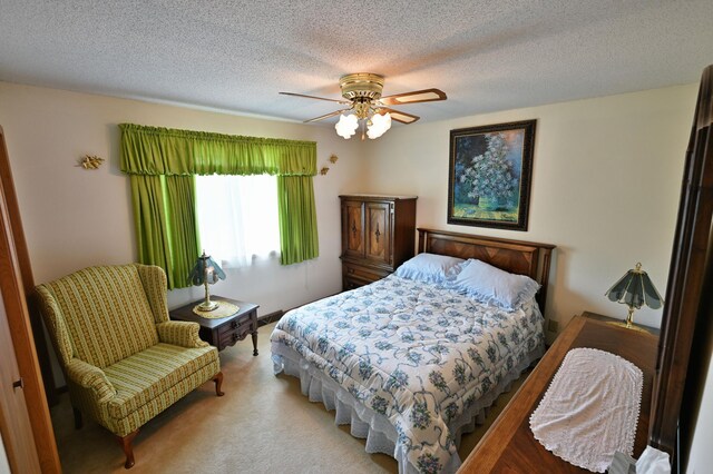 27681 Moser Dr, Jackson Twp, WI 54893 - carpeted bedroom with a textured ceiling and a ceiling fan