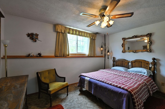 27681 Moser Dr, Jackson Twp, WI 54893 - bedroom featuring carpet floors, a textured ceiling, and a ceiling fan