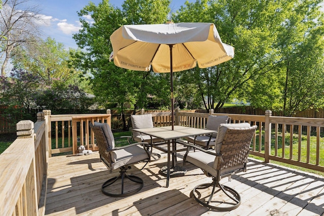 265 107th Ln NW, Coon Rapids, MN 55448 - deck featuring outdoor dining area and a fenced backyard