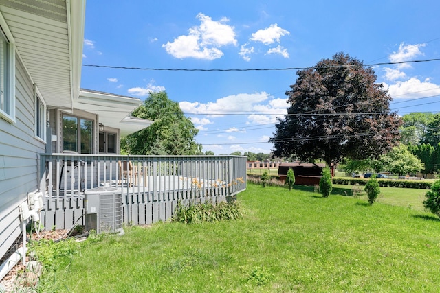 6540 Zealand Ave N, Brooklyn Park, MN 55428 - view of green lawn with a wooden deck