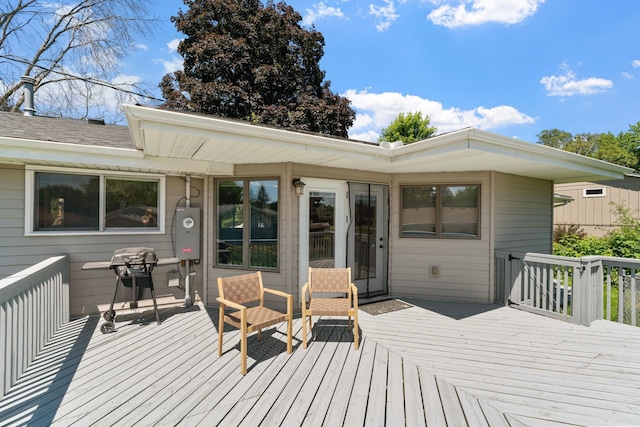 6540 Zealand Ave N, Brooklyn Park, MN 55428 - wooden terrace with area for grilling