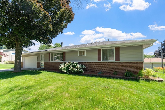 6540 Zealand Ave N, Brooklyn Park, MN 55428 - single story home with brick siding, an attached garage, and a front lawn