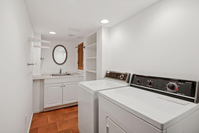 10933 Chowen Ave S, Bloomington, MN 55431 - washroom with independent washer and dryer, cabinet space, recessed lighting, and baseboards