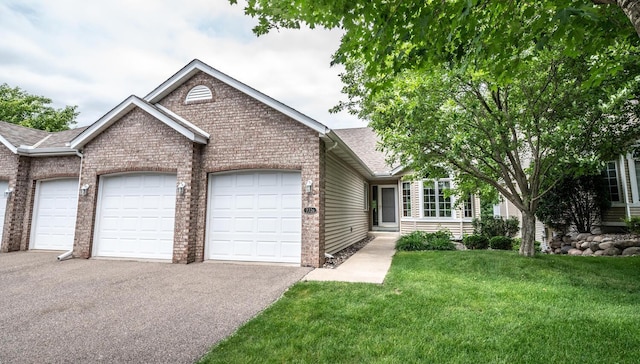 7726 112th St, Bloomington, MN 55438 - single story home with a front lawn, roof with shingles, brick siding, a garage, and driveway