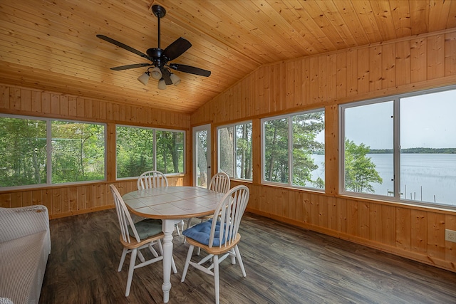 1409 Wabedo Pass Rd NE, Longville, MN 56655 - sunroom / solarium featuring vaulted ceiling, wooden walls, wooden ceiling, and wood finished floors