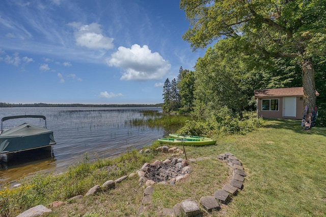 1409 Wabedo Pass Rd NE, Longville, MN 56655 - dock area featuring a yard and a water view