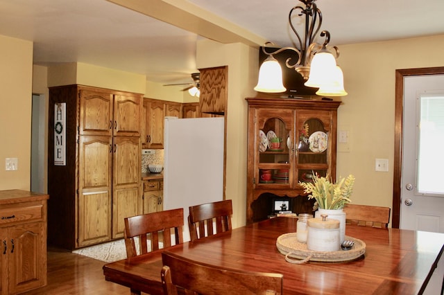 606 Center Ave N, Blooming Prairie, MN 55917 - dining room with ceiling fan and light wood-type flooring