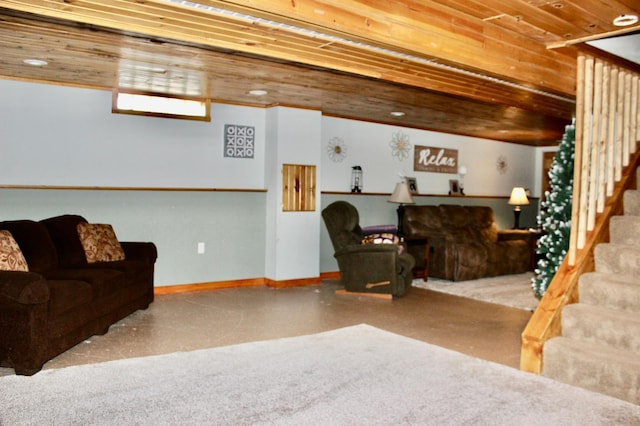 606 Center Ave N, Blooming Prairie, MN 55917 - living area featuring stairway, baseboards, and speckled floor