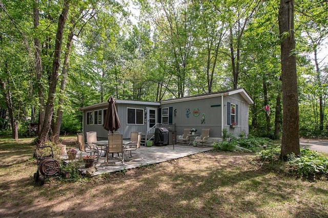 309 Daisy Trl NE, Outing, MN 56662 - back of property featuring a patio area and view of scattered trees