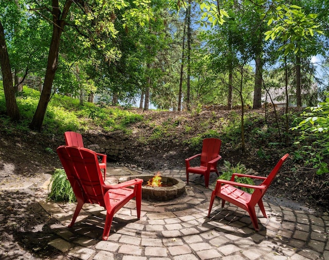 600 Sibley Ct, Mendota Heights, MN 55118 - view of patio / terrace with an outdoor fire pit