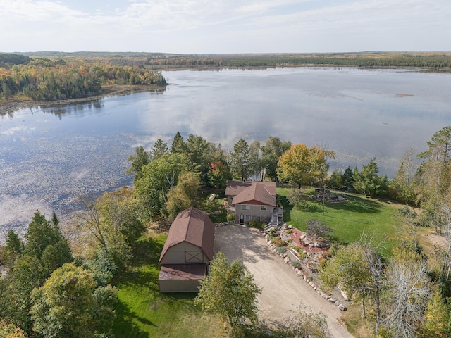 6823 Re Echo Ridge Dr NE, Remer, MN 56672 - view from above of property with a large body of water and a heavily wooded area