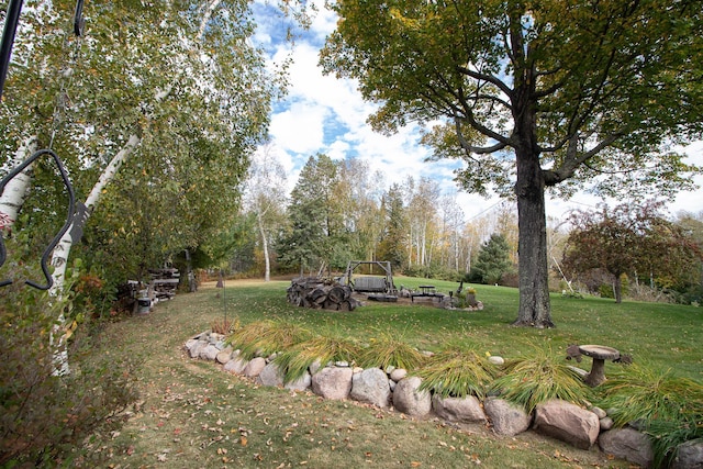 6823 Re Echo Ridge Dr NE, Remer, MN 56672 - view of green lawn with view of wooded area