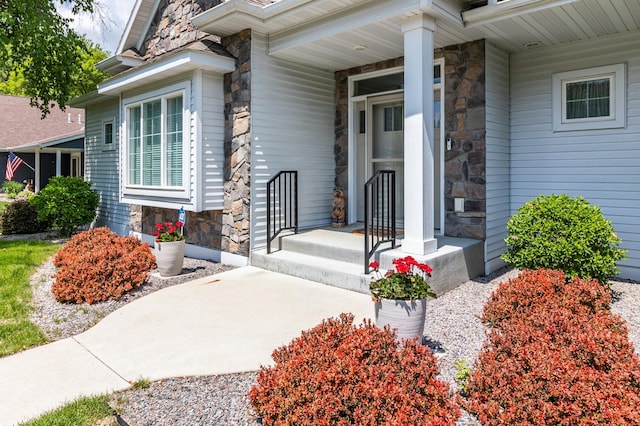 2105 7th Ave S, Saint Cloud, MN 56301 - entrance to property with stone siding and a porch