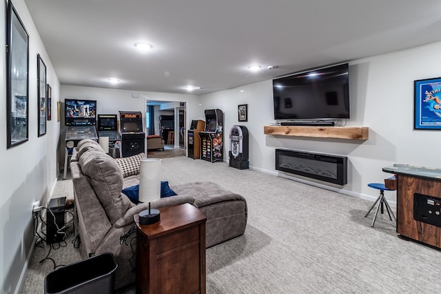 2105 7th Ave S, Saint Cloud, MN 56301 - living area with carpet, baseboards, and a glass covered fireplace