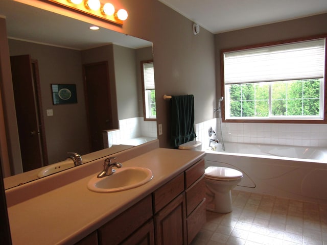180 Bordson St, Appleton, MN 56208 - full bath with a garden tub, vanity, toilet, and tile patterned floors
