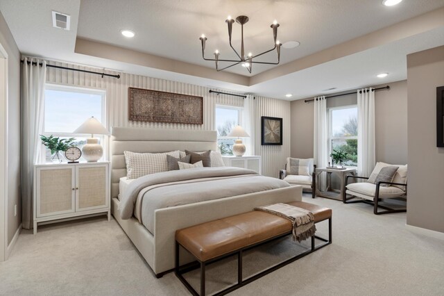 14625 105th Pl N, Maple Grove, MN 55369 - bedroom featuring light carpet, recessed lighting, and a chandelier