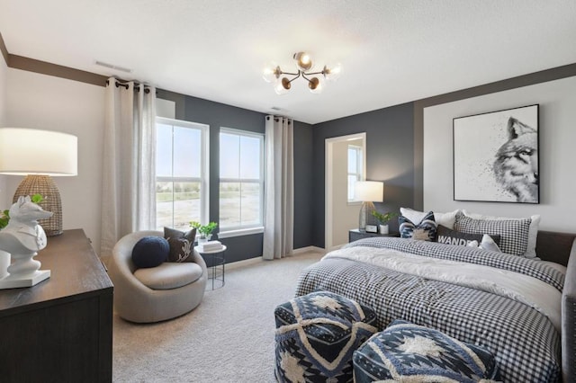 14655 105th Pl N, Maple Grove, MN 55369 - bedroom with carpet floors, baseboards, and a chandelier