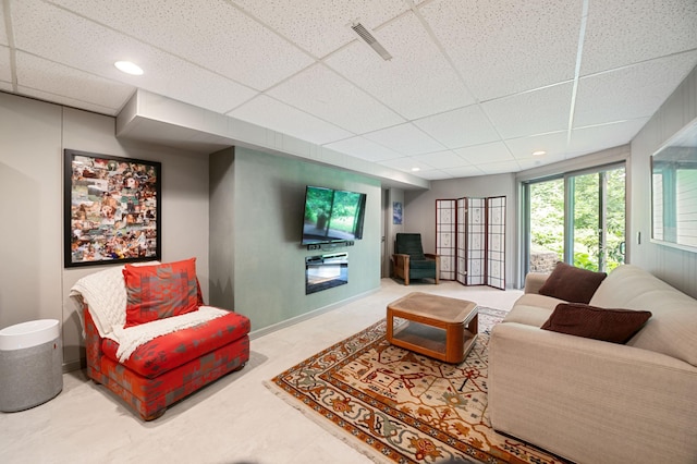 N7775 920th St, River Falls, WI 54022 - living area with a paneled ceiling and recessed lighting