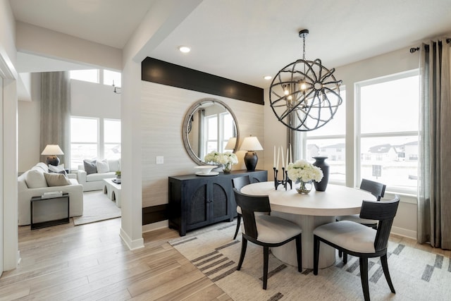 14705 105th Pl N, Maple Grove, MN 55369 - dining room with a chandelier, plenty of natural light, light wood-type flooring, recessed lighting, and baseboards