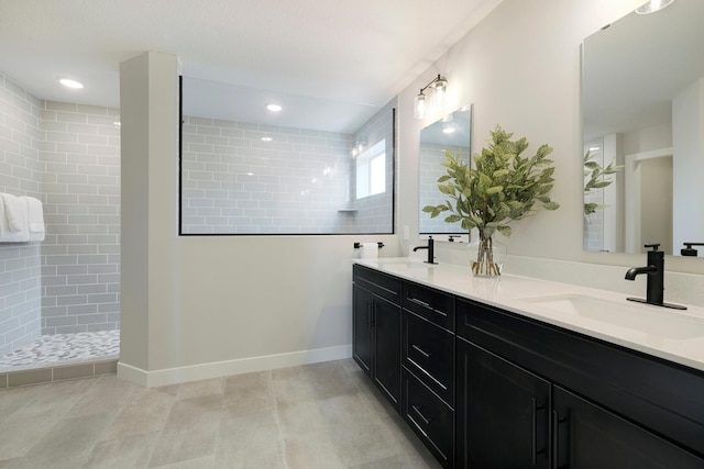 14705 105th Pl N, Maple Grove, MN 55369 - full bathroom with double vanity, walk in shower, and baseboards