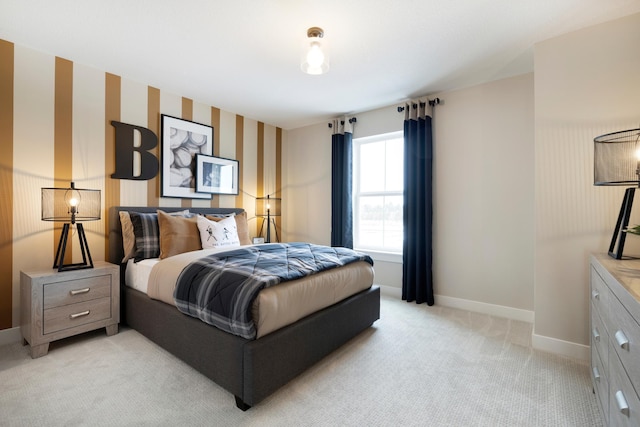 14705 105th Pl N, Maple Grove, MN 55369 - bedroom featuring wallpapered walls, light colored carpet, and baseboards