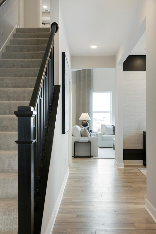 14705 105th Pl N, Maple Grove, MN 55369 - staircase with wood finished floors and recessed lighting
