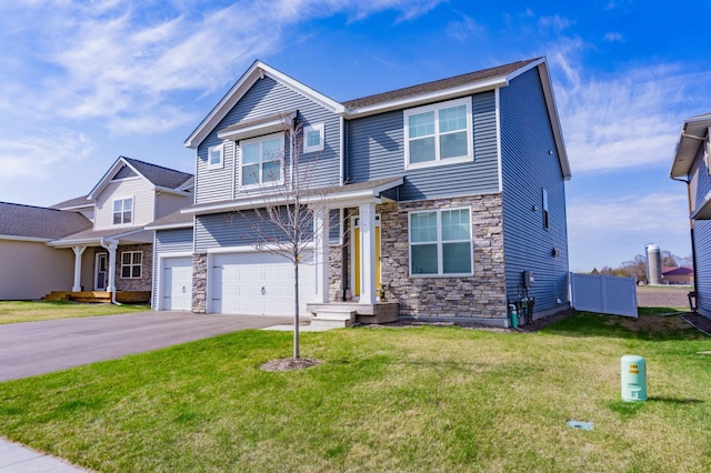 830 Foxglove Ter, Waconia, MN 55387 - view of front of property featuring stone siding, a garage, driveway, and a front yard