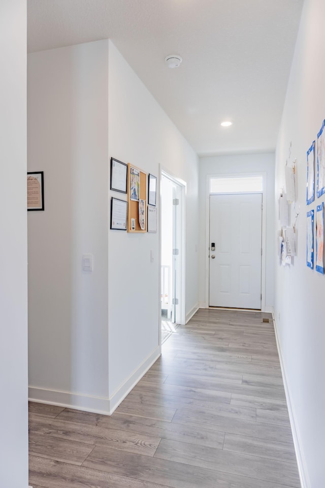 830 Foxglove Ter, Waconia, MN 55387 - hall with light wood-style floors, baseboards, and recessed lighting