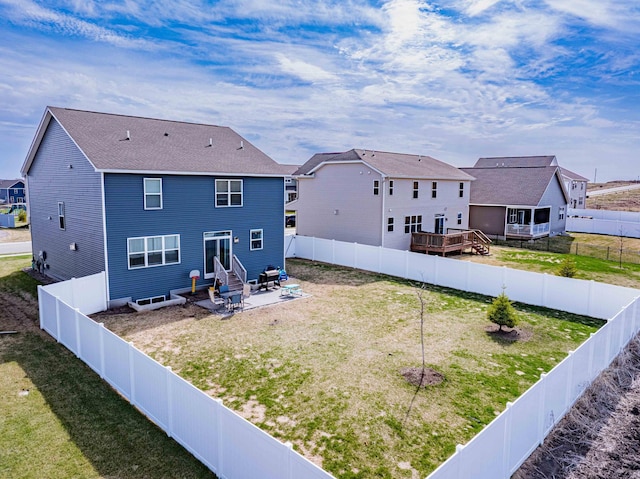 830 Foxglove Ter, Waconia, MN 55387 - back of property with a patio area, entry steps, a residential view, and a shingled roof