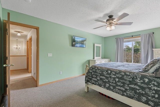 803 Willow Glen Ct, Buffalo, MN 55313 - carpeted bedroom featuring a textured ceiling, a chandelier, and ceiling fan