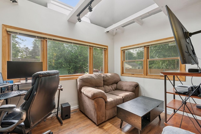 1104 21st Ave SE, Minneapolis, MN 55414 - office with wood finished floors and track lighting