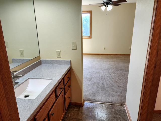 520 5th St SW Unit 318, Willmar, MN 56201 - bathroom featuring ceiling fan, baseboards, and vanity