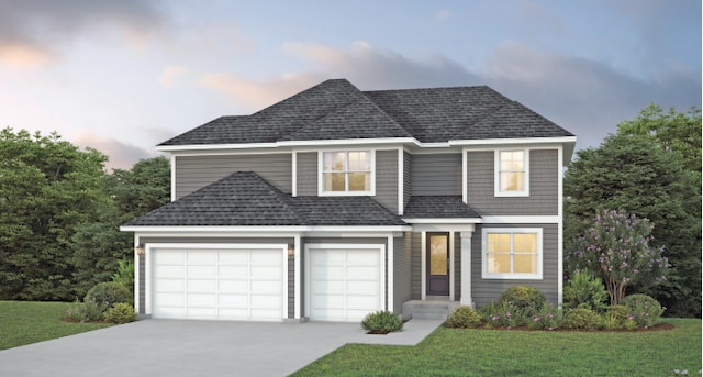 14538 Kingsview Ln N, Dayton, MN 55327 - traditional-style home featuring driveway, a shingled roof, a front lawn, and an attached garage