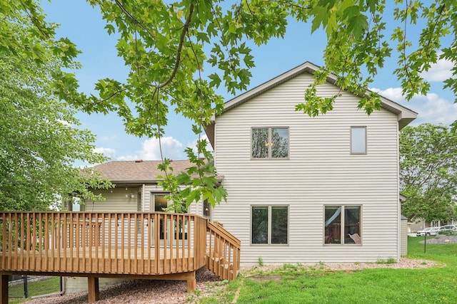 1504 Monarch St, Shakopee, MN 55379 - rear view of house with a lawn and a wooden deck
