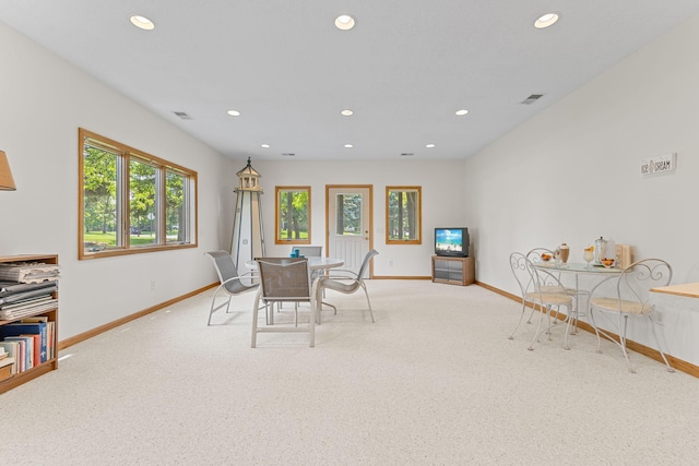 1115 Trappers Xing, Lino Lakes, MN 55038 - dining area featuring carpet, recessed lighting, and plenty of natural light