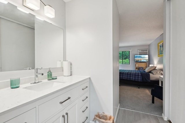 5697 Green Circle Dr Unit 216, Minnetonka, MN 55343 - bathroom featuring vanity, connected bathroom, wood finished floors, and a textured ceiling