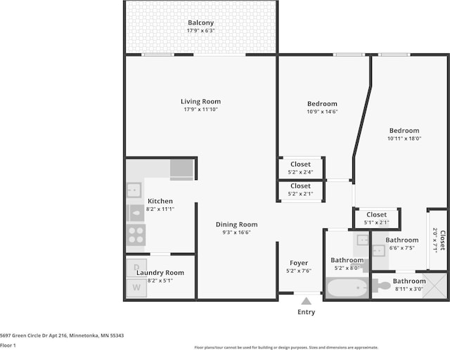 5697 Green Circle Dr Unit 216, Minnetonka, MN 55343 - room layout
