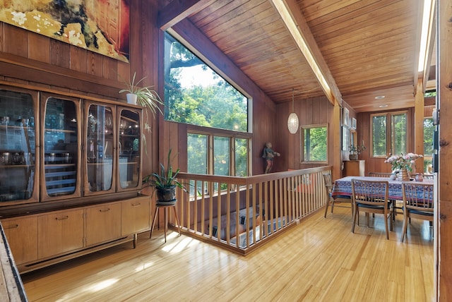 2867 Burnham Blvd, Minneapolis, MN 55416 - sitting room with light wood finished floors, wooden ceiling, wooden walls, and healthy amount of natural light