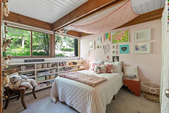 2867 Burnham Blvd, Minneapolis, MN 55416 - bedroom featuring carpet floors and beamed ceiling