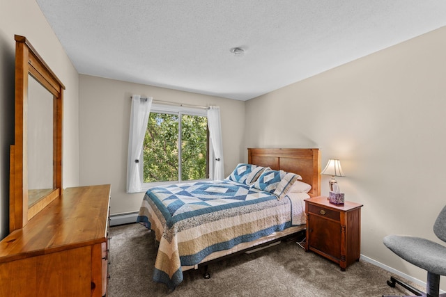 183 Little Canada Rd E Unit 310, Little Canada, MN 55117 - carpeted bedroom with a baseboard radiator, baseboards, and a textured ceiling
