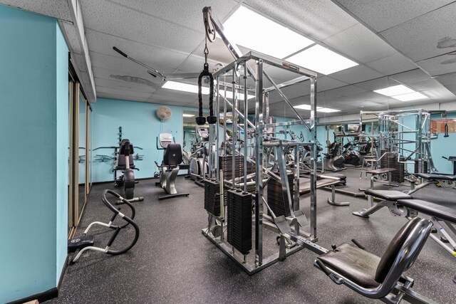183 Little Canada Rd E Unit 310, Little Canada, MN 55117 - exercise room featuring a paneled ceiling