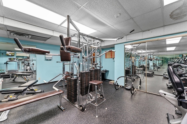 183 Little Canada Rd E Unit 310, Little Canada, MN 55117 - exercise room with a paneled ceiling